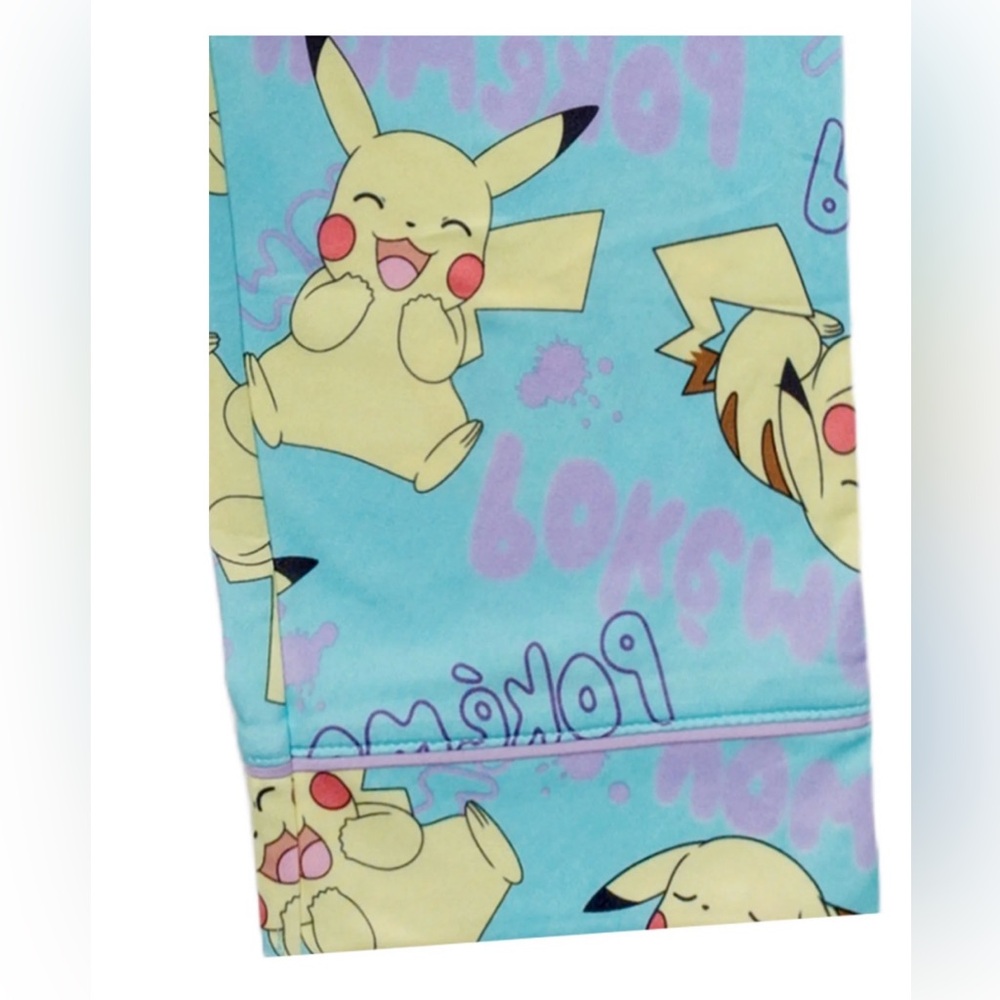 Pokémon Pikachu Girls Pajama Set L 10/12 Blue 2 Piece Sleepwear NWT - Picture 2 of 12